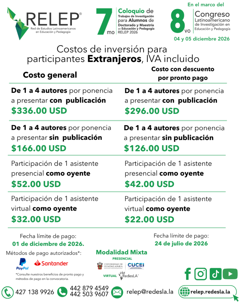 COSTOS DE INVERSIÓN EXTRANJEROS - 7MO COLOQUIO RELEP 2026. relep.redesla.la